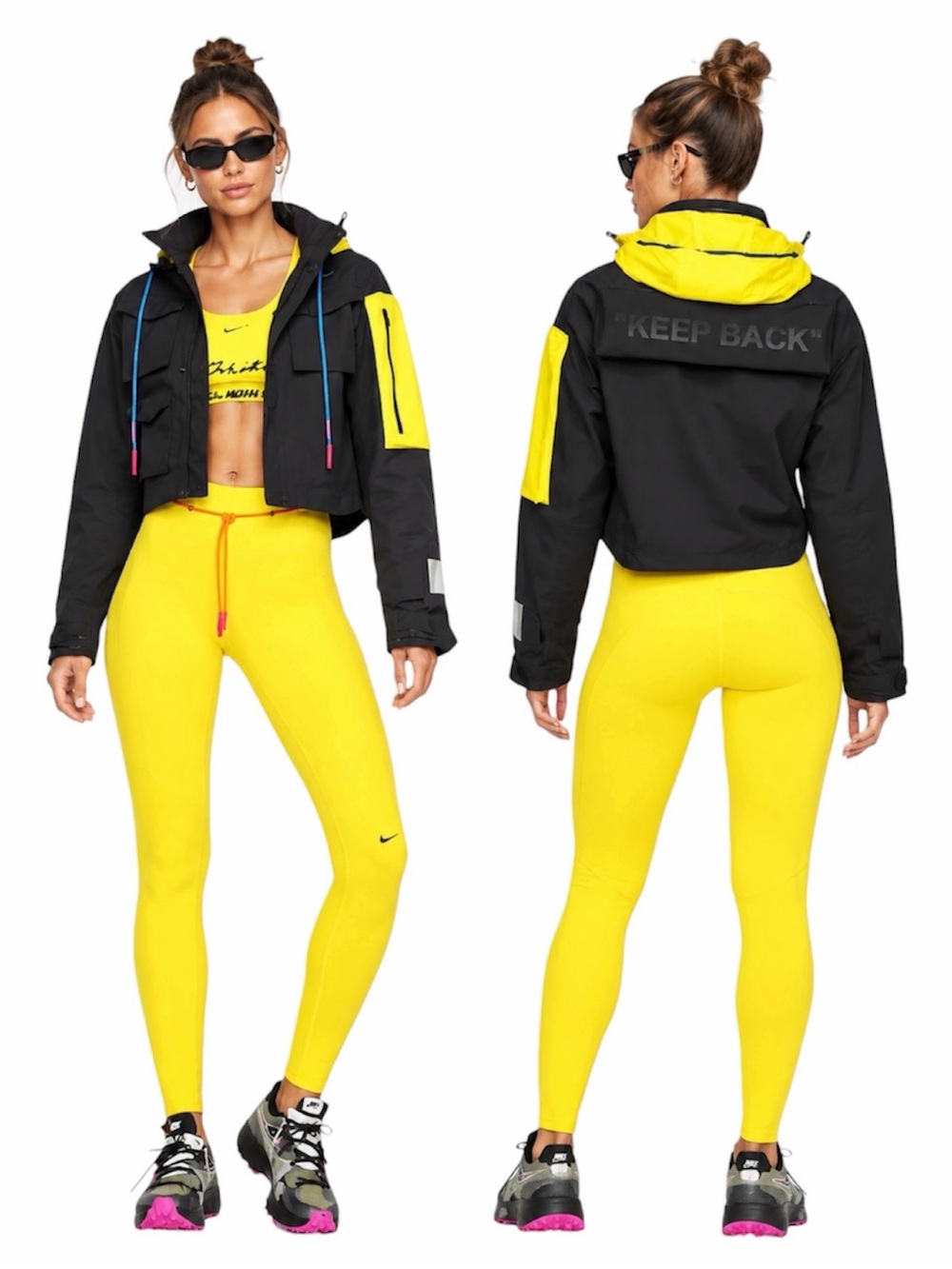 OFF-WHITE X NIKE WOMEN'S RUNNING JACKET BLACK/YELLOW IN SZ XS - PLS READ!